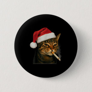 Smoking Cat Cigarette Christmas Santa Hat Cat Meme 6 Cm Round Badge
