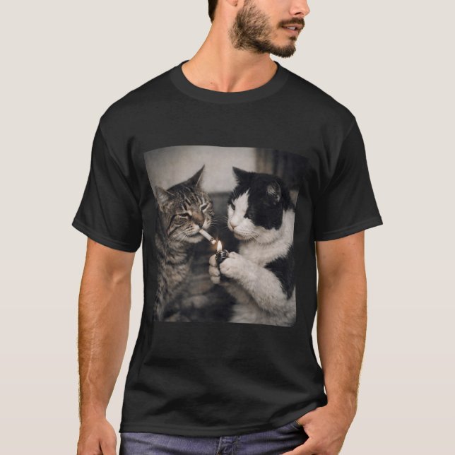 Smoking Cat Cigarette Kitten Funny Meme Stupid T-Shirt (Front)
