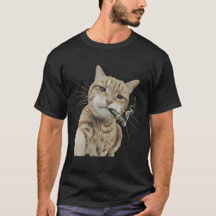 Smoking Cat Cigarette Kitten Funny Meme T-Shirt