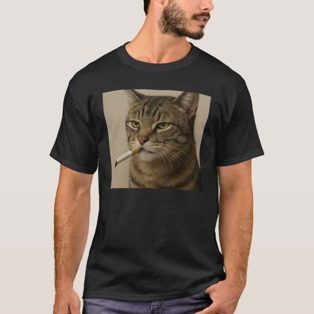 Smoking Cat Generation Z Meme Cat Smoking T-Shirt (Front)