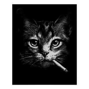 Smoking Cat Poster