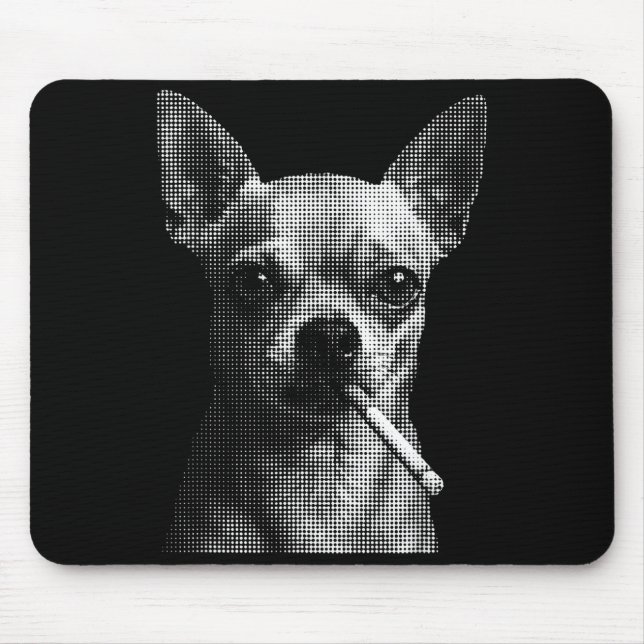Smoking cigarette funny chihuahua dog lover meme mouse pad (Front)