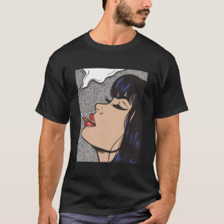 Smoking Comic Pop Art Girl T-Shirt