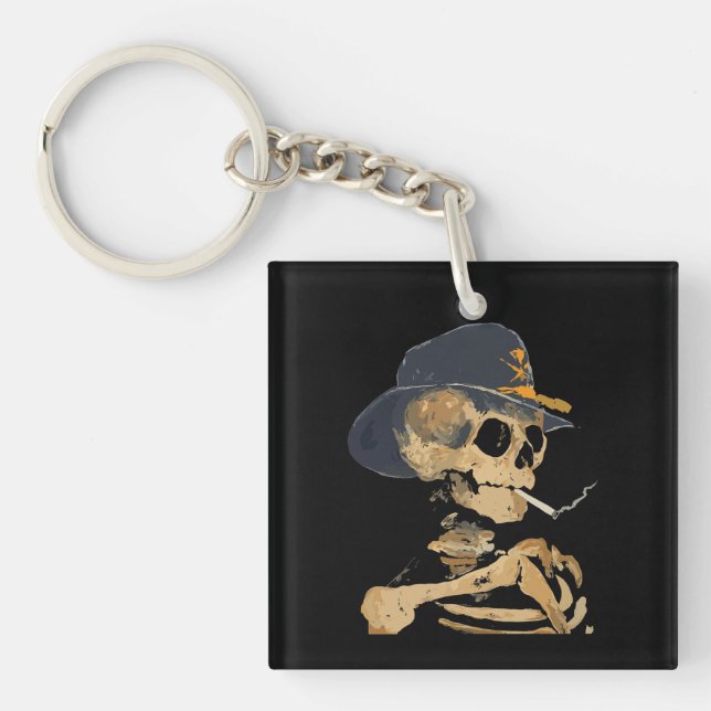 Smoking Cowboy Skeleton Key Ring (Front)