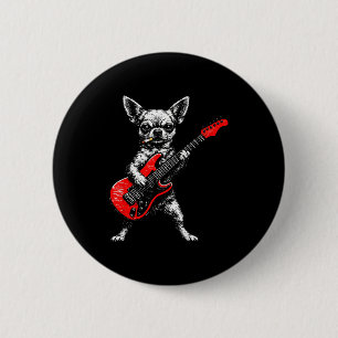 Smoking dog funny chihuahua meme playing guitar 6 cm round badge