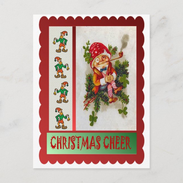 Smoking elf holiday postcard (Front)
