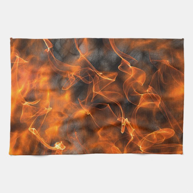 Smoking Flames of Fire Tea Towel (Horizontal)