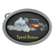 Smoking Flaming Drag Car Speedway Drivers Buckle