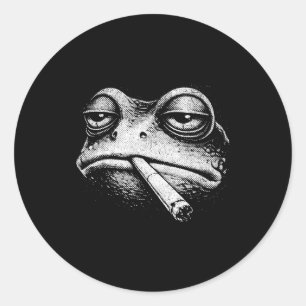 Smoking frog classic round sticker