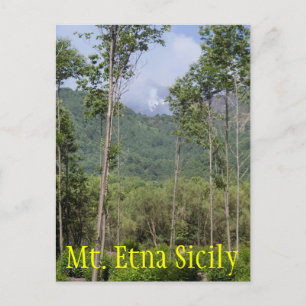 Smoking Mt Etna Through the Trees Postcard