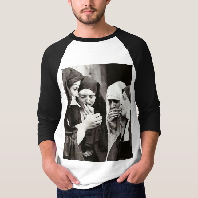 Smoking Nuns Vintage Photography    T-Shirt (Front)
