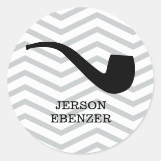 Smoking Pipe Chevron Masculine Classic Round Sticker