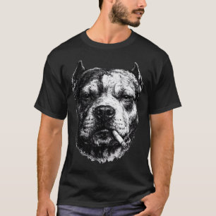 Smoking Pitbull, Funny Cigarette Smoking Dog Meme T-Shirt