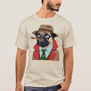 Smoking pug dog with a fedora hat T-Shirt
