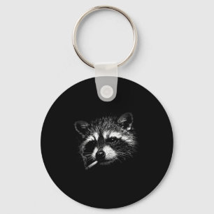 Smoking raccoon with cigarette, brainrot raccoon  key ring