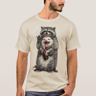 Smoking Racoon Beer Opossum Best Friends T-Shirt