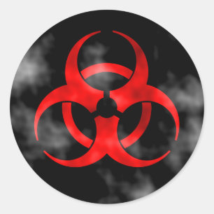 Smoking Red Biohazard Symbol Classic Round Sticker