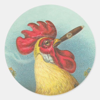 Smoking Rooster Classic Round Sticker