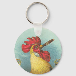 Smoking Rooster Key Ring