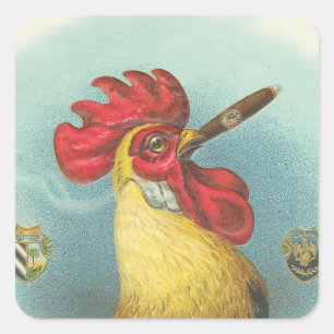 Smoking Rooster Square Sticker