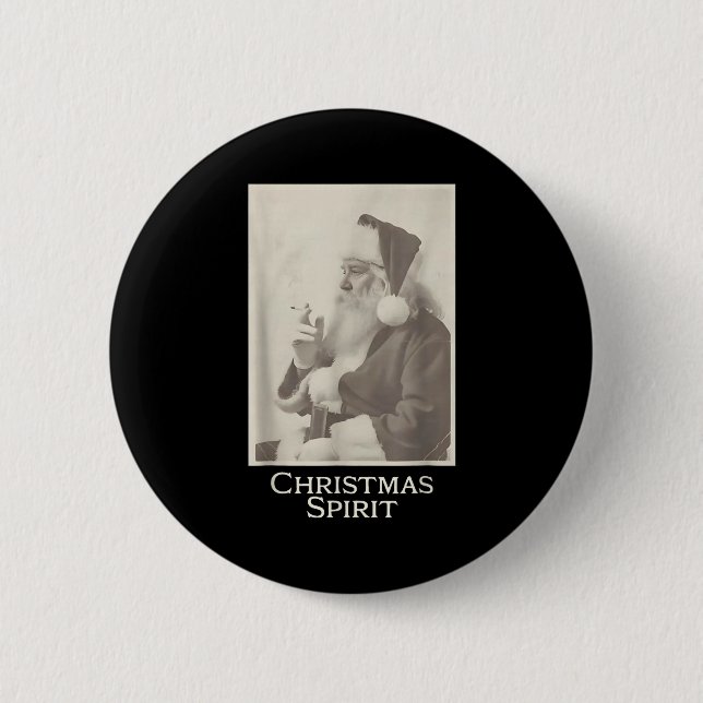 Smoking Santa, Funny Christmas Srit  6 Cm Round Badge (Front)