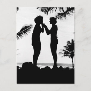 Smoking Silhouette, 1940s Postcard