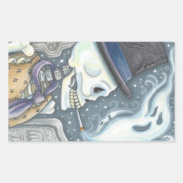 SMOKING SKELETON, CEMETERY STICKERS SHEET Rec (Front)