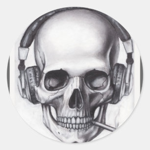 Smoking skull with headphones Sticker
