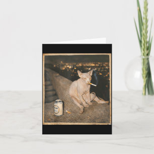 Smoking Sphynx Cat Meme Funny Artwork Card