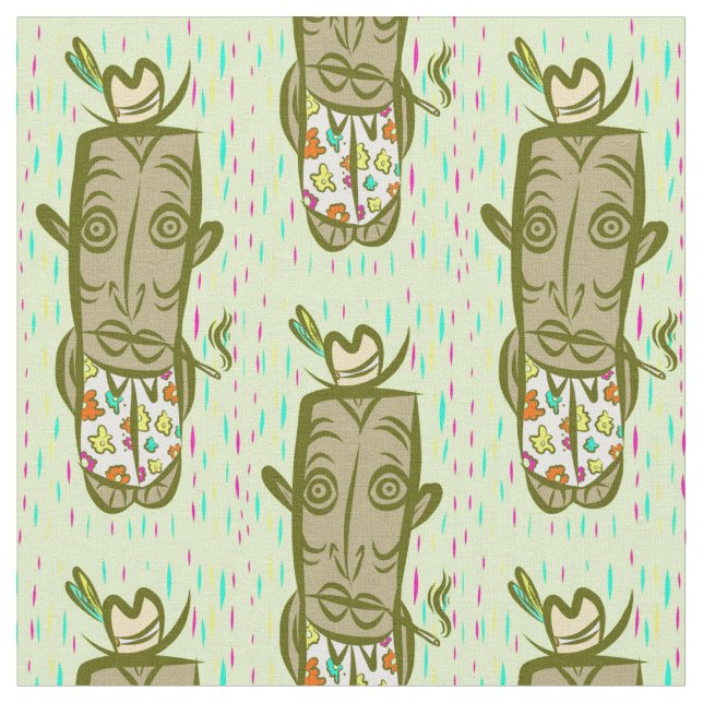 Smoking Tiki Fabric (Close Up)