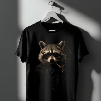 Smoking Trash Panda Raccoon with Pipe & Glasses T-Shirt