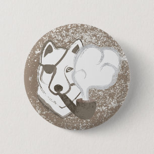 Smoking Wolf 6 Cm Round Badge