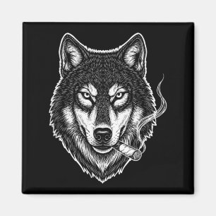 Smoking Wolf Funny Meme Vintage Cigarette Design Magnet
