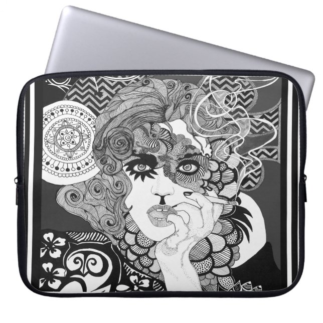 Smoking Woman Neoprene Laptop Sleeve 15 inch (Front)