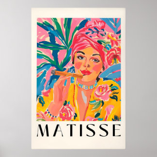 Smoking woman poster, Matisse print, Cuban cigar Poster