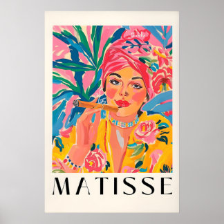 Smoking woman poster, Matisse print, Cuban cigar Poster