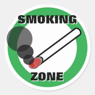 Smoking Zone Sign Classic Round Sticker