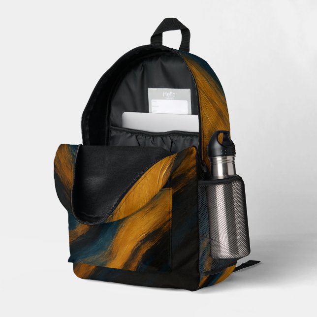 Smoky Amber Abstract Backpack (Back Corner Right (Open))