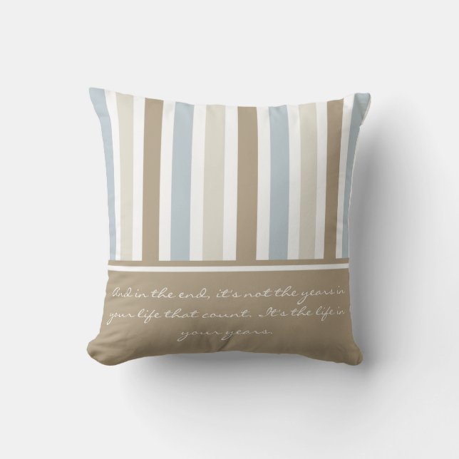 Smoky Blue Grey, Tan, and Brown Stripes Pattern Cushion (Front)