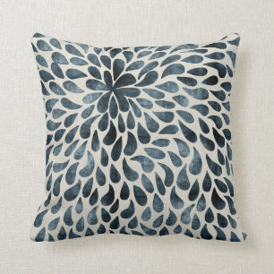Smoky blue Grey Tie Dye Teardrop Cushion