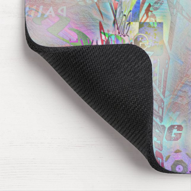 Smoky grainy texture with a mess of curved words   mouse pad (Corner)