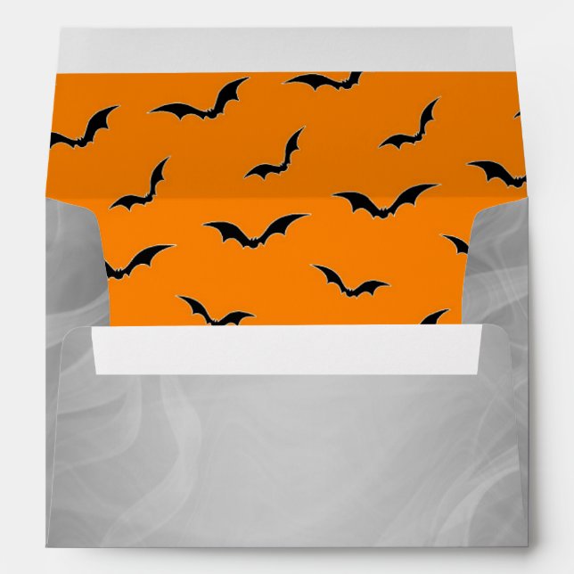 Smoky Grey & Bats Flying Pattern Halloween Envelope (Back (Bottom))