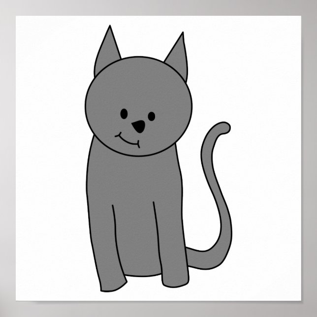 Smoky grey cat cartoon. poster (Front)
