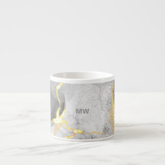 Smoky Grey & Gold Watercolor Espresso Mug