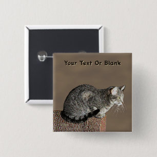 Smoky Grey Tabby Cat 15 Cm Square Badge