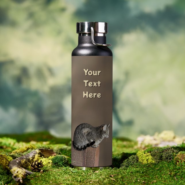 Smoky Grey Tabby Cat Water Bottle (Outdoor (Rotated))