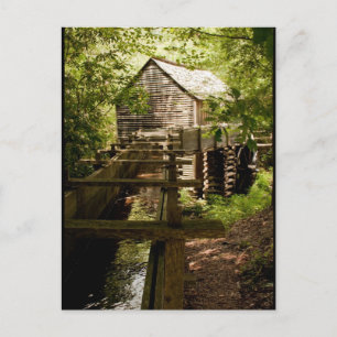 Smoky Mountain Mill and Waterwheel Photo Postcard