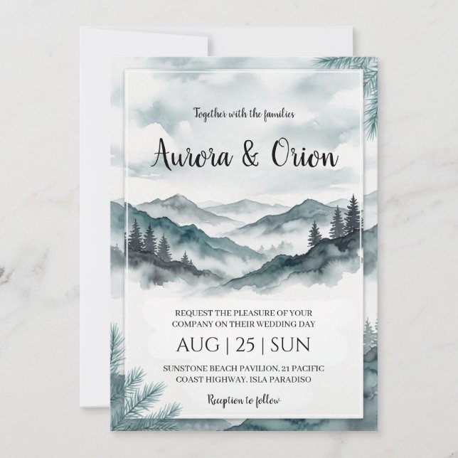 smoky mountain wedding invitations (Front)