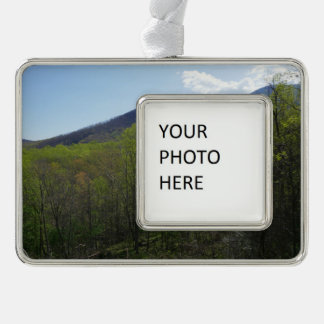 Smoky Mountains in Spring Landscape Silver Plated Framed Ornament