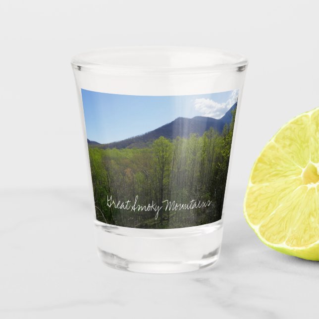 Smoky Mountains in Spring Shot Glass (Front)
